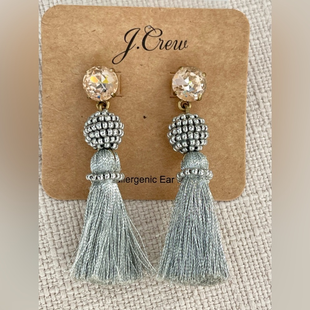 J Crew Silver Tassel Waterfall earrings
